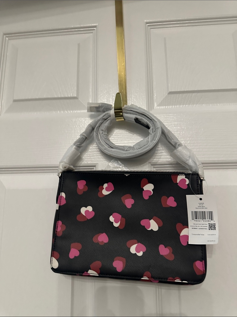 kate spade Black Heart-Print Crossbody Bag with Pink and Red Hearts - Picture 2 of 2